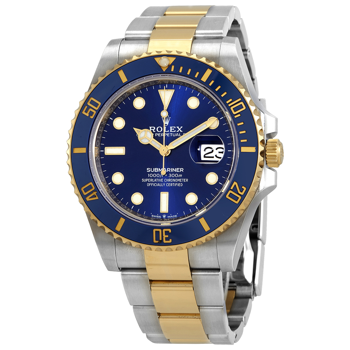 preowned rolex submariner blue dial mens watch m126613lb0002