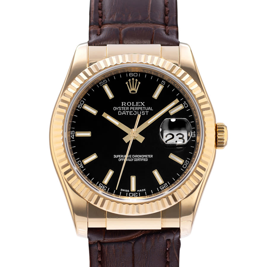 Preowned Rolex Datejust 36 Automatic Chronometer Black Dial Mens Watch 116138 BKSL