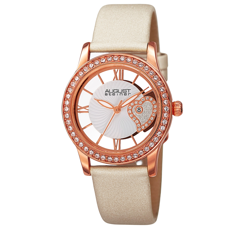 August Steiner Quartz Crystal White Dial Ladies Watch AS8176WTR 46$