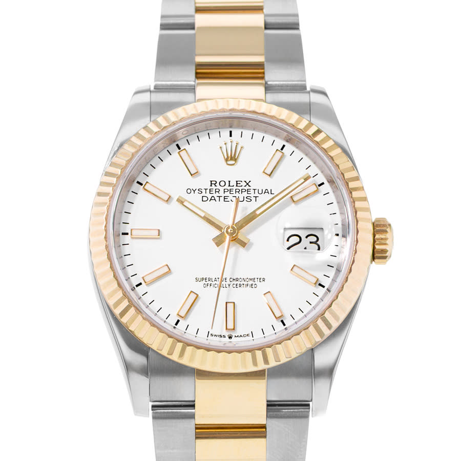 Preowned Rolex Datejust 36 Automatic Chronometer White Dial Mens Watch 126233 WSO