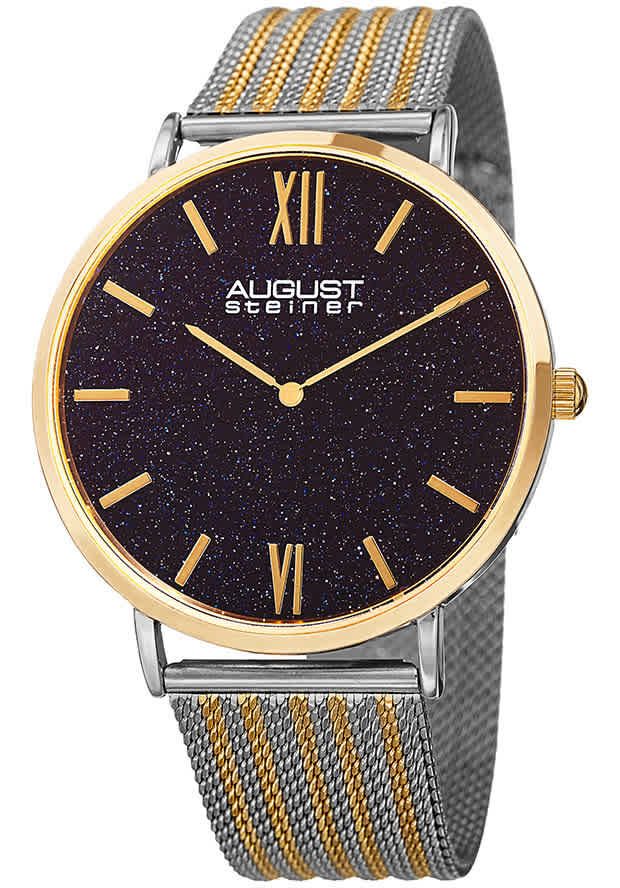 August Steiner Blue Sandstone Dial Two-tone Mens Watch AS8218TTG