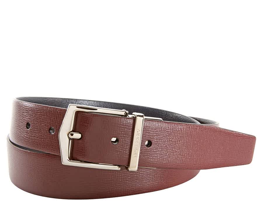 burgundy burberry belt