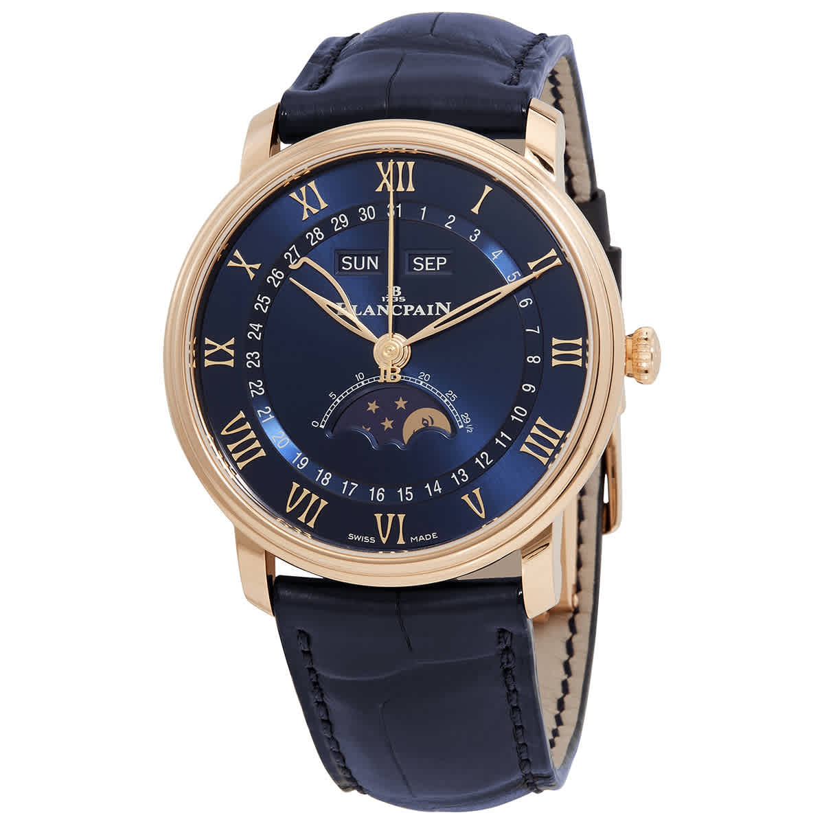Blancpain Villeret Ultraplate Moonphase Automatic Blue Dial Mens Watch 6654 3640 55B