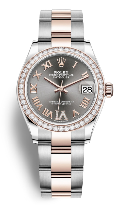 Rolex Datejust 31 Dark Rhodium Automatic Ladies Steel and Everose Gold Oyster Watch 278381DRRDO