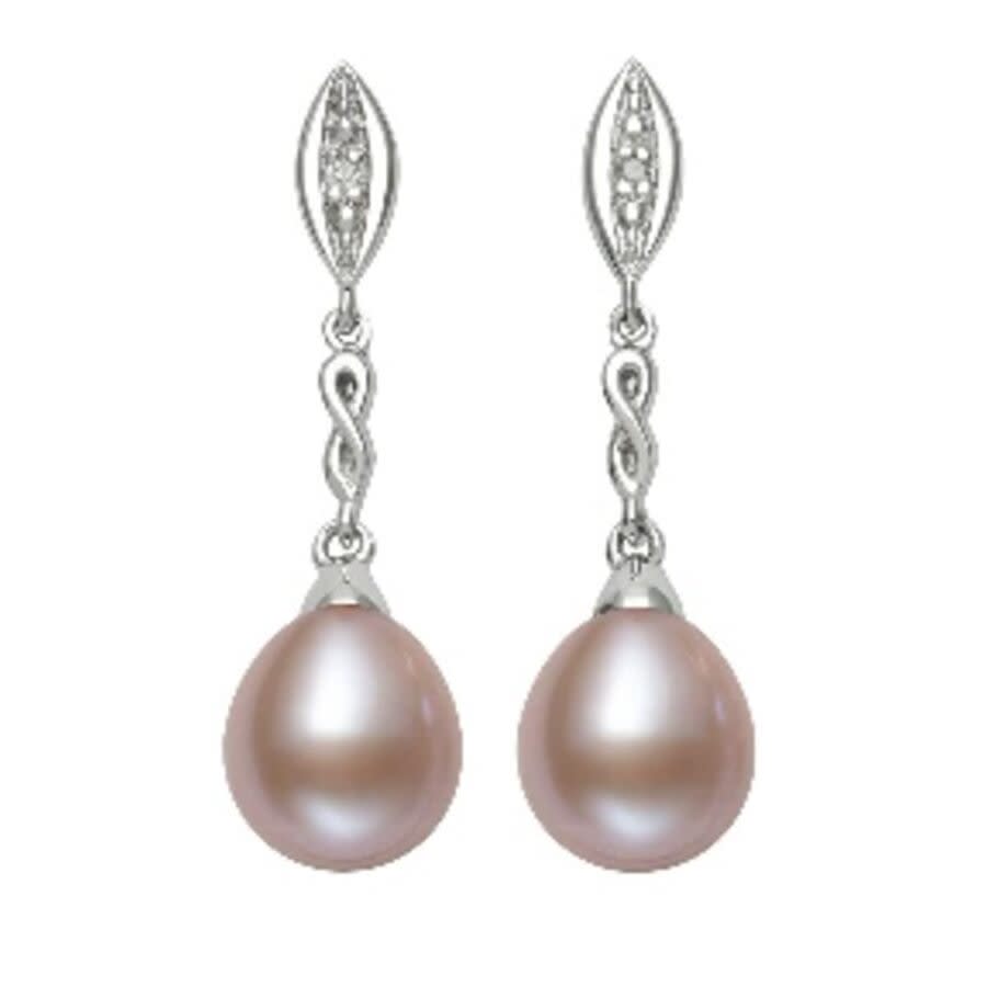 Belacqua Pink Freshwater Pearl & Sapphire Dangle Drop Earrings in Sterling Silver Jewelry for Women