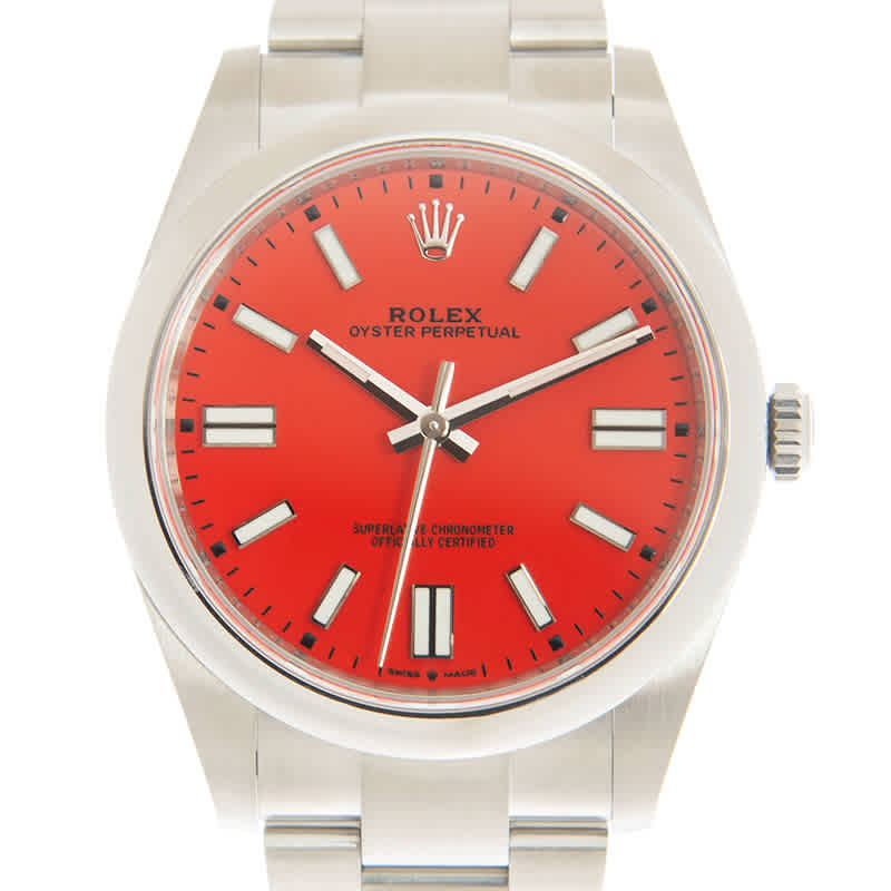 Rolex Oyster Perpetual 41 Automatic Coral Red Dial Mens Watch 124300CRLRDSO