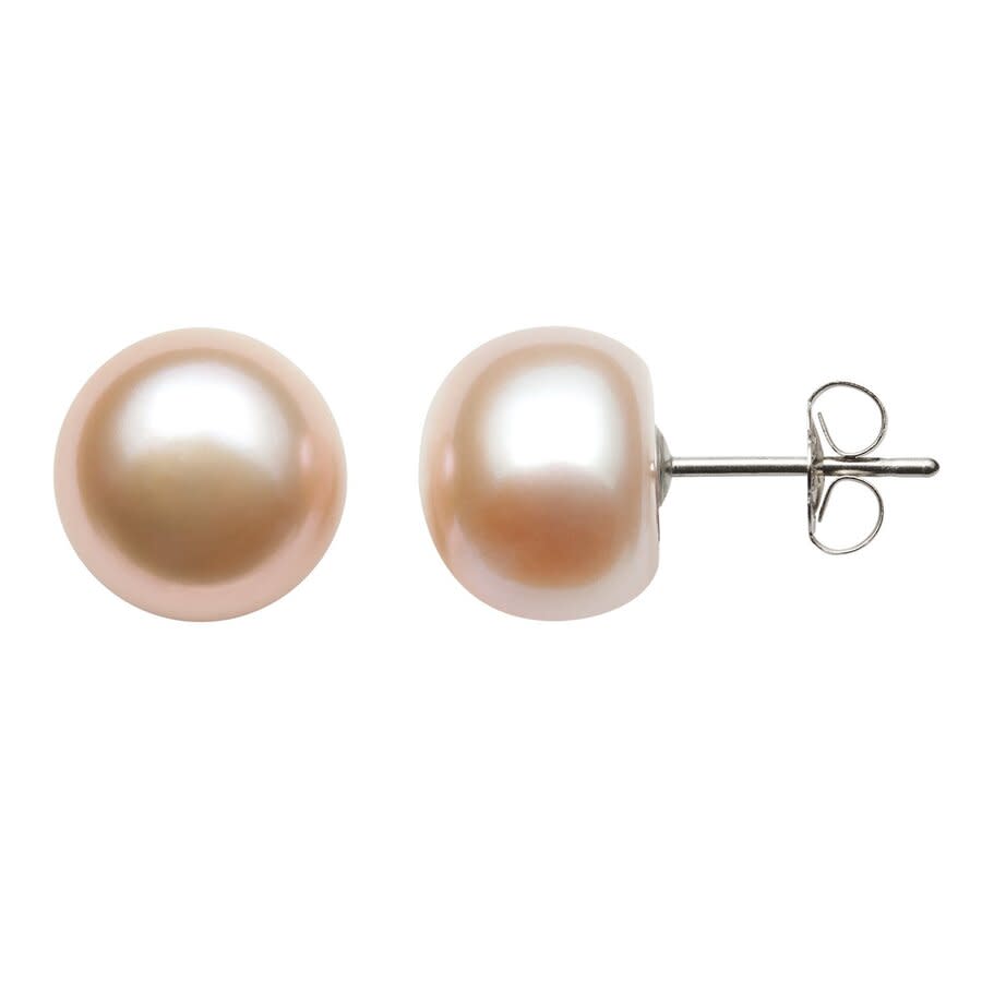 Belacqua 6-7mm Pink Freshwater Button Pearl Stud Earrings in Sterling Silver Jewelry for Women 40$
