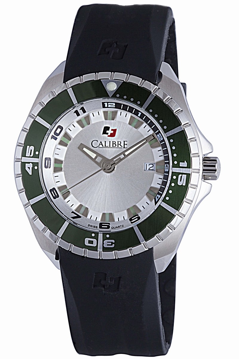 Calibre Sea Knight Silver Dial Black Rubber Strap Mens Watch SC-4S2-04-001-6