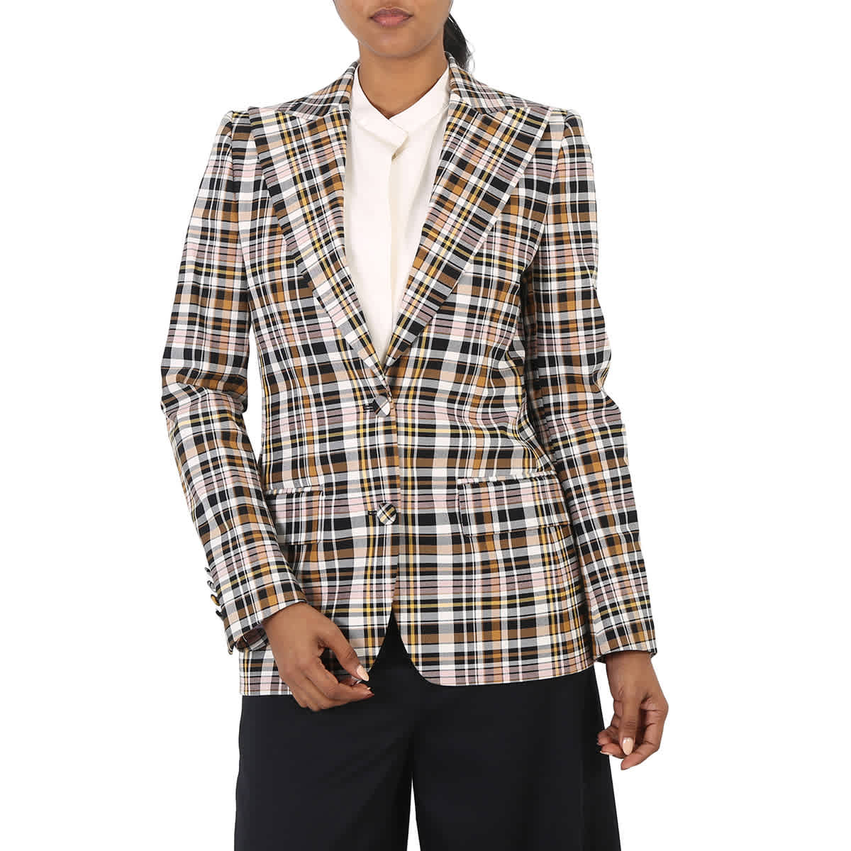 Burberry plaid blazer on sale