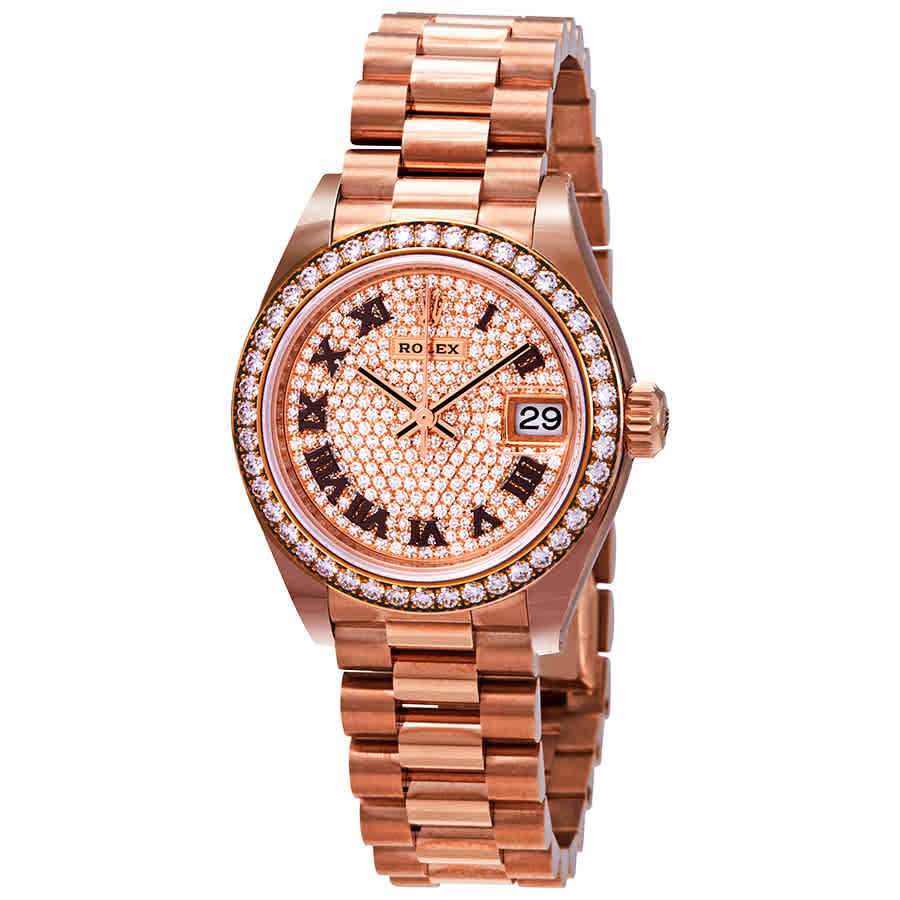 Rolex LadyDatejust 28 Dial Ladies 18kt Everose Gold Predident Watch 279135DRP