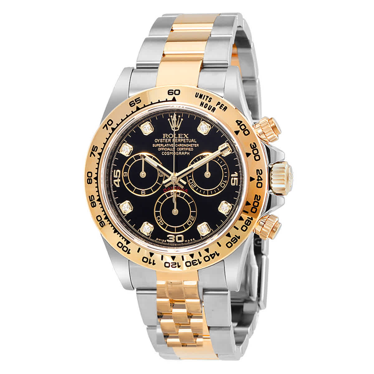 Rolex Cosmograph Daytona Black Diamond Dial Steel and 18K Yellow Gold Mens Watch 116503BKDO
