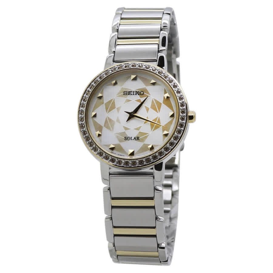 Seiko Crystal Silver Gold Dial Ladies Watch SUP454P1 184$