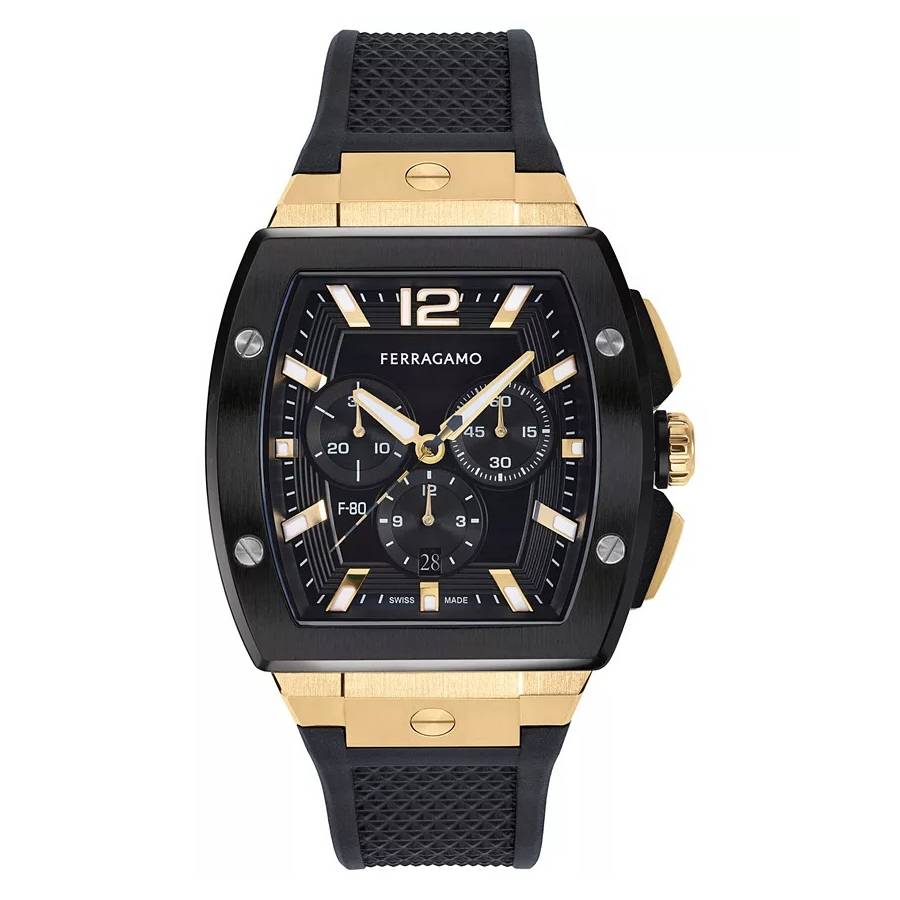 Ferragamo F-80 Chronograph Quartz Black Dial Mens Watch SFKE00624 554$
