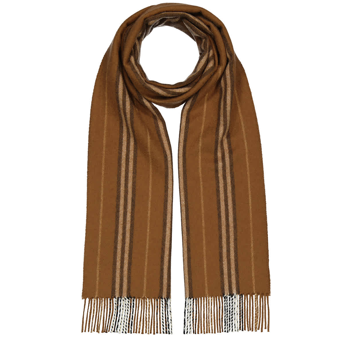 Burberry Icon Stripe Cashmere Scarf In Dark Chestnut Brown | ModeSens