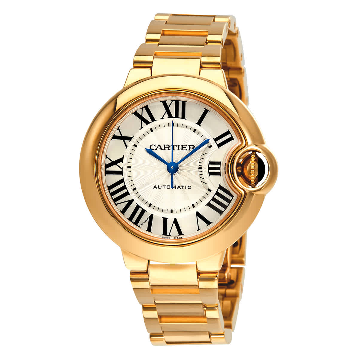 Cartier Ballon Bleu de Cartier 18k Yellow Gold Silvered Opaline Dial Ladies Watch WGBB0005