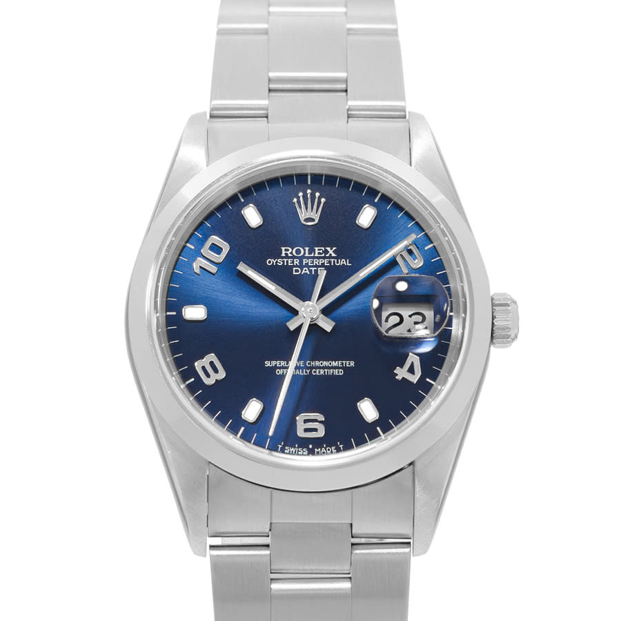 Preowned Rolex Oyster Perpetual Automatic Chronometer Blue Dial Mens Watch 15200 BLAO