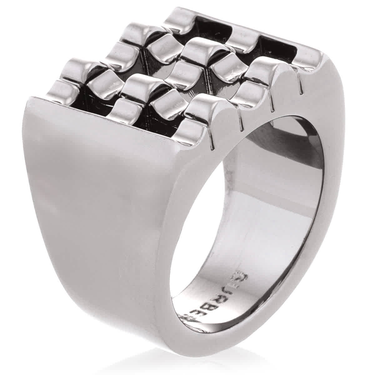 Burberry Ruthenium-Plated Cube Ring, Size Large