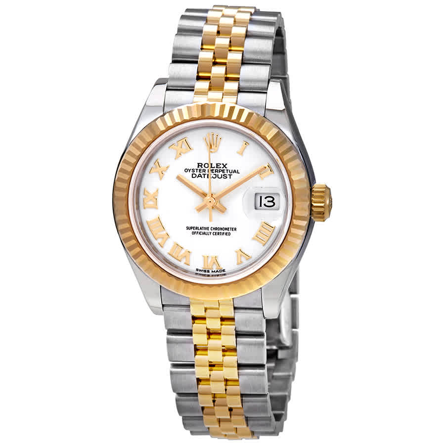Rolex Datejust White Dial Automatic Ladies Steel and 18K Yellow Gold Jubilee Watch 279173WRJ