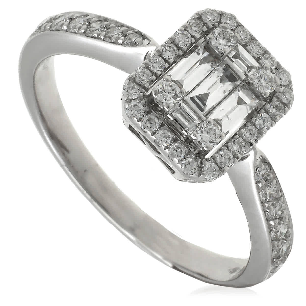 Salvini Ladies 18K White Gold Baguette Cut White Gold Diamond Ring Size 12 1498$