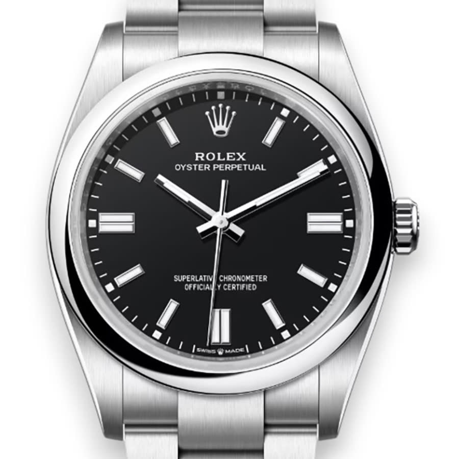 rolex oyster perpetual automatic chronometer black dial mens watch m1260000014