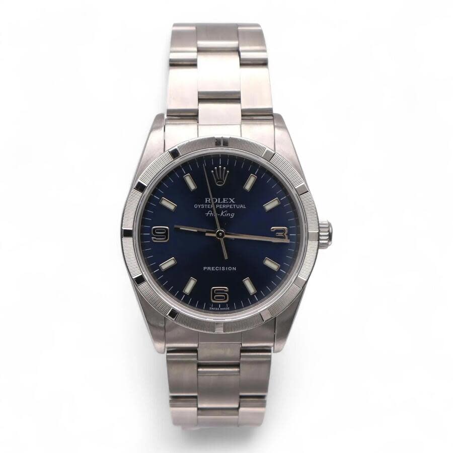 Preowned Rolex AirKing Automatic Chronometer Blue Dial Mens Watch 14010 BLSO