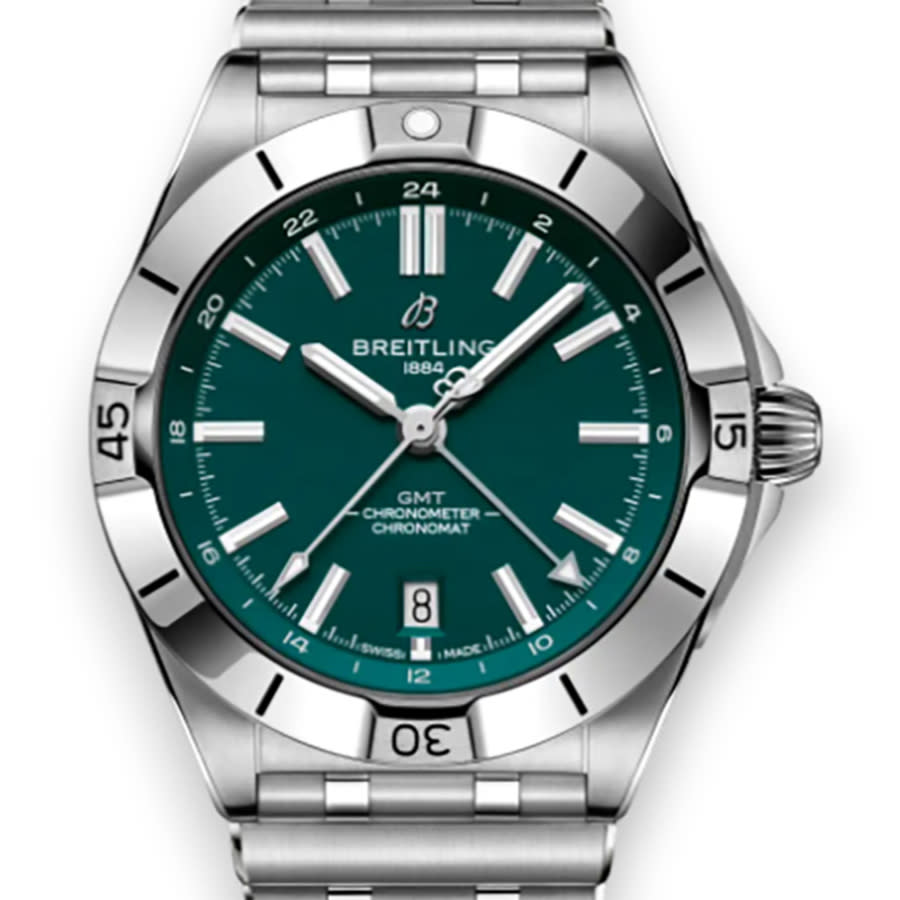 Breitling Chronomat GMT Automatic Chronometer Green Dial Mens Watch A32398B51L1A1