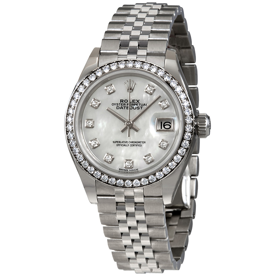 Preowned Rolex LadyDatejust Diamond White Mother Of Pearl Dial Ladies Watch 279384MDJ