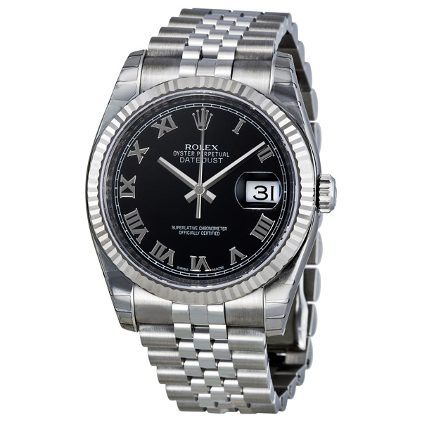 Preowned Rolex Oyster Perpetual Black Dial Mens Watch 116234BKRJ