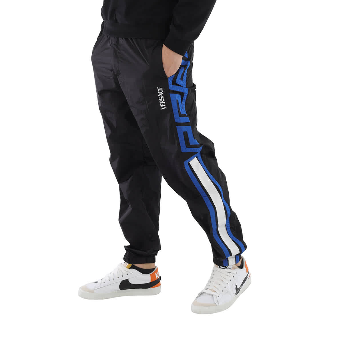 Versace Black & Blue Greca Signature Sport Leggings In Nero & Candy, ModeSens