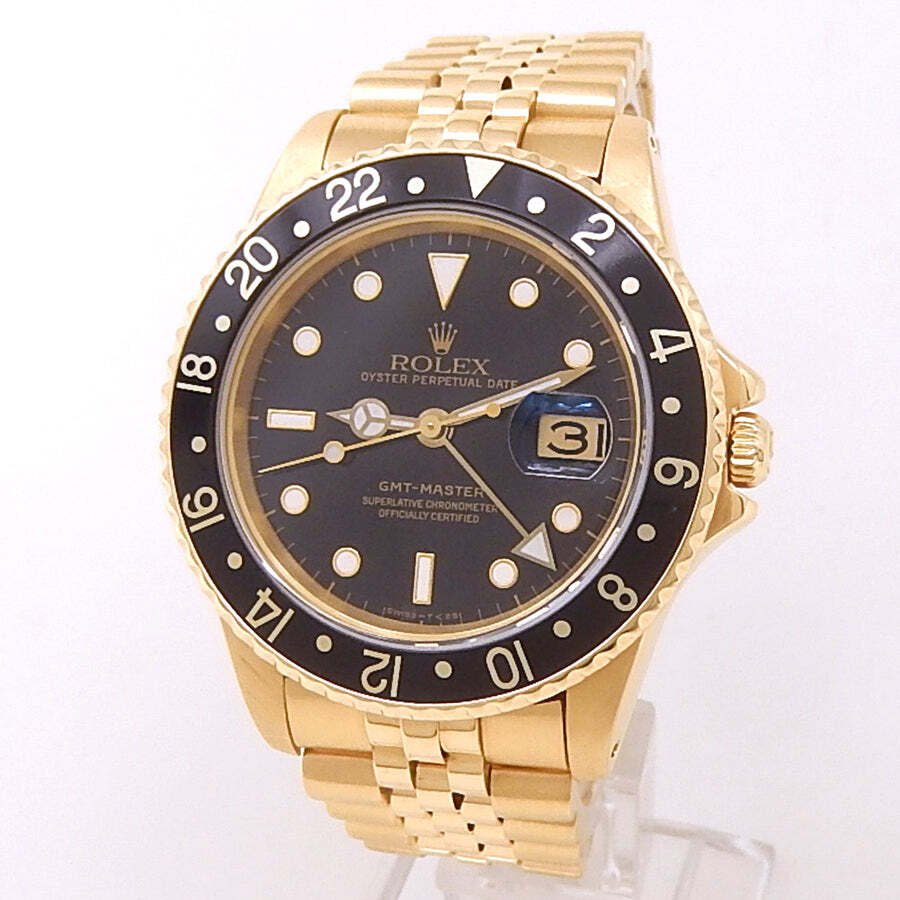 Preowned Rolex GMTMaster GMT Automatic Chronometer Black Dial Mens Watch 16758 BKSJ
