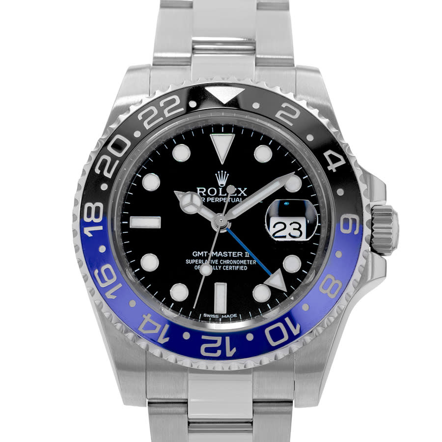 Preowned Rolex GMTMaster II Batman GMT Automatic Chronometer Black Dial Mens Watch 116710BLNR