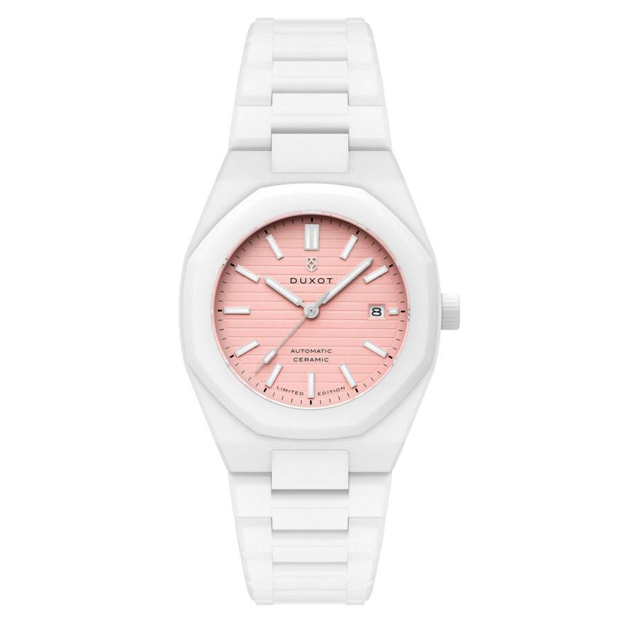 Duxot Pamplona Ceramic Automatic Pink Dial Mens Watch DX-2078-11