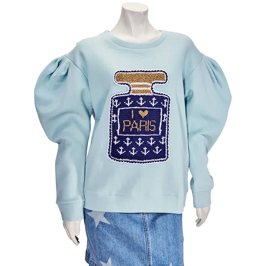 Michaela Buerger Ladies Light Blue Sw With Puff Sleeves T Shirt Brand Size Ebay
