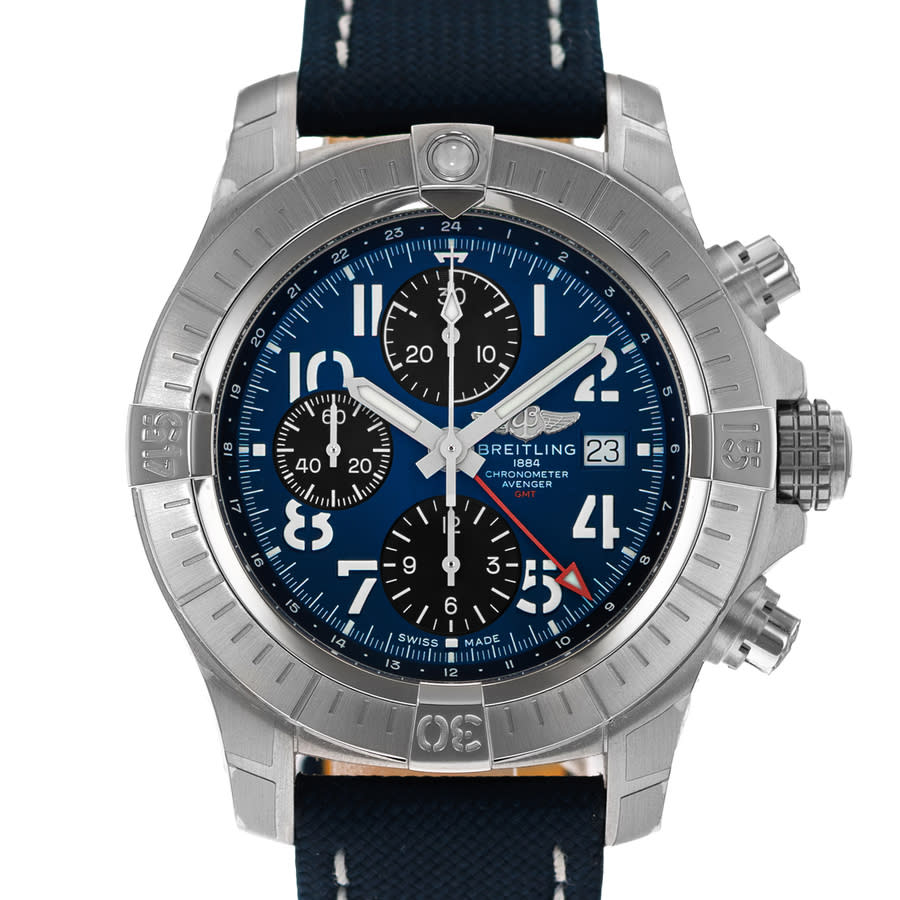 Preowned Breitling Avenger Chronograph GMT Automatic Chronometer Blue Dial Mens Watch A24315101C1X2