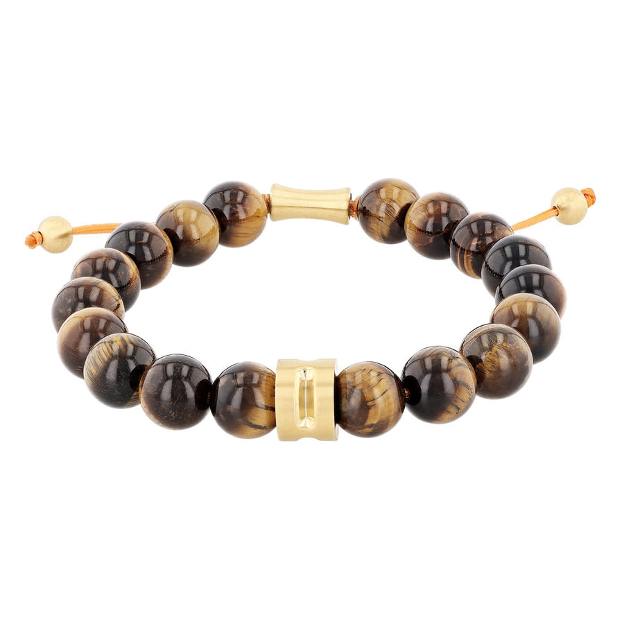 Robert Alton Stainless Steel Tiger Eye Bead Bolo Bracelet