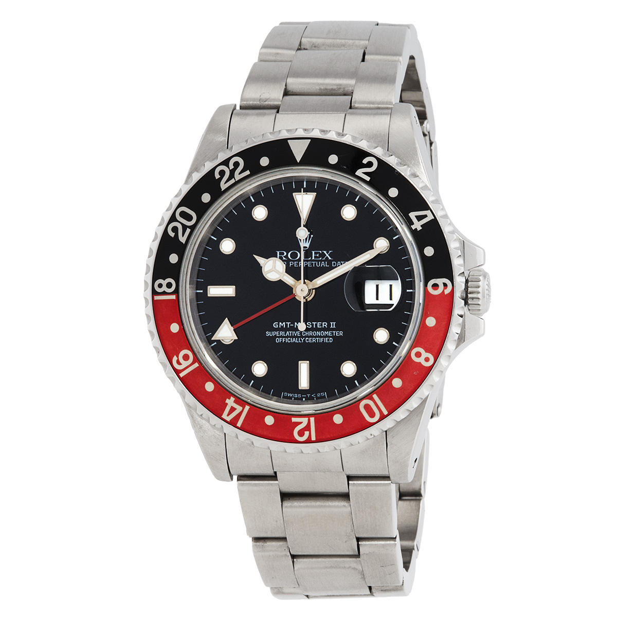 preowned rolex gmtmaster ii automatic chronometer black dial mens watch 16710 coke