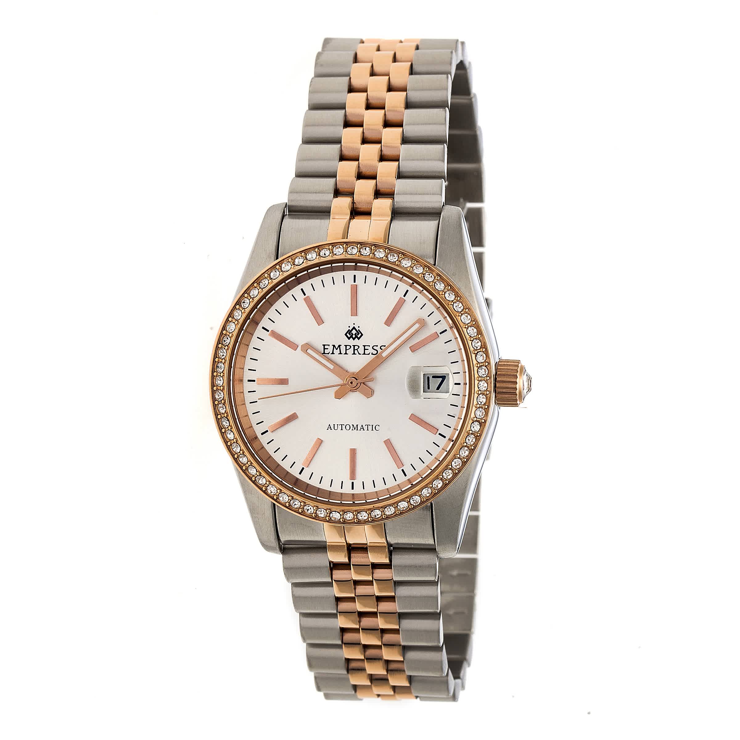 Empress Constance Automatic Crystal Silver Dial Ladies Watch EMPEM1507