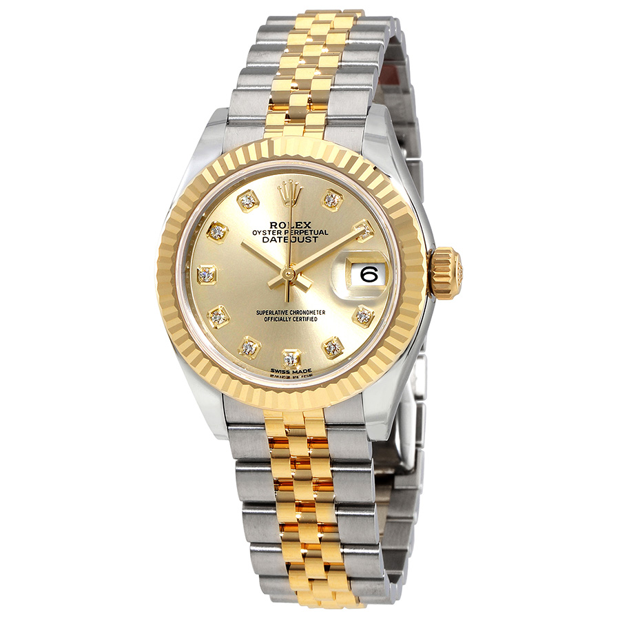 preowned rolex ladydatejust diamond champagne dial ladies watch 279173cdj