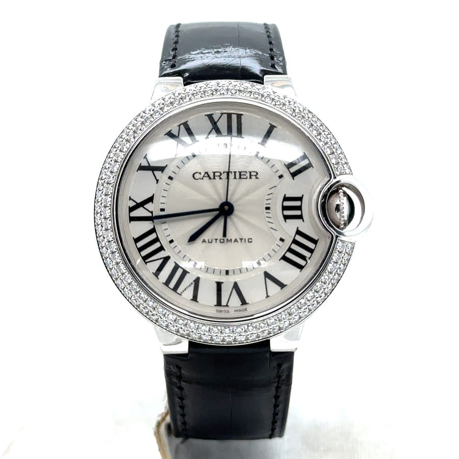 Preowned Cartier Ballon Bleu De Cartier Diamond Silver Flinque Dial Ladies Watch WE902067