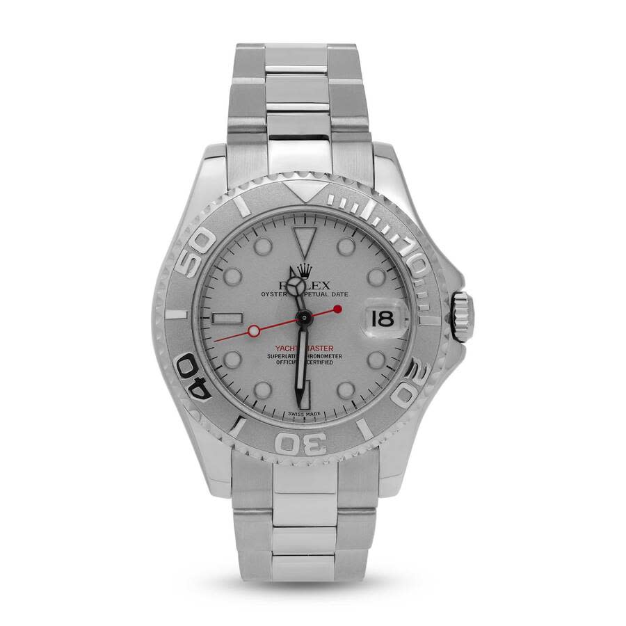 Preowned Rolex YachtMaster Automatic Chronometer Silver Dial Mens Watch 168622 SSO