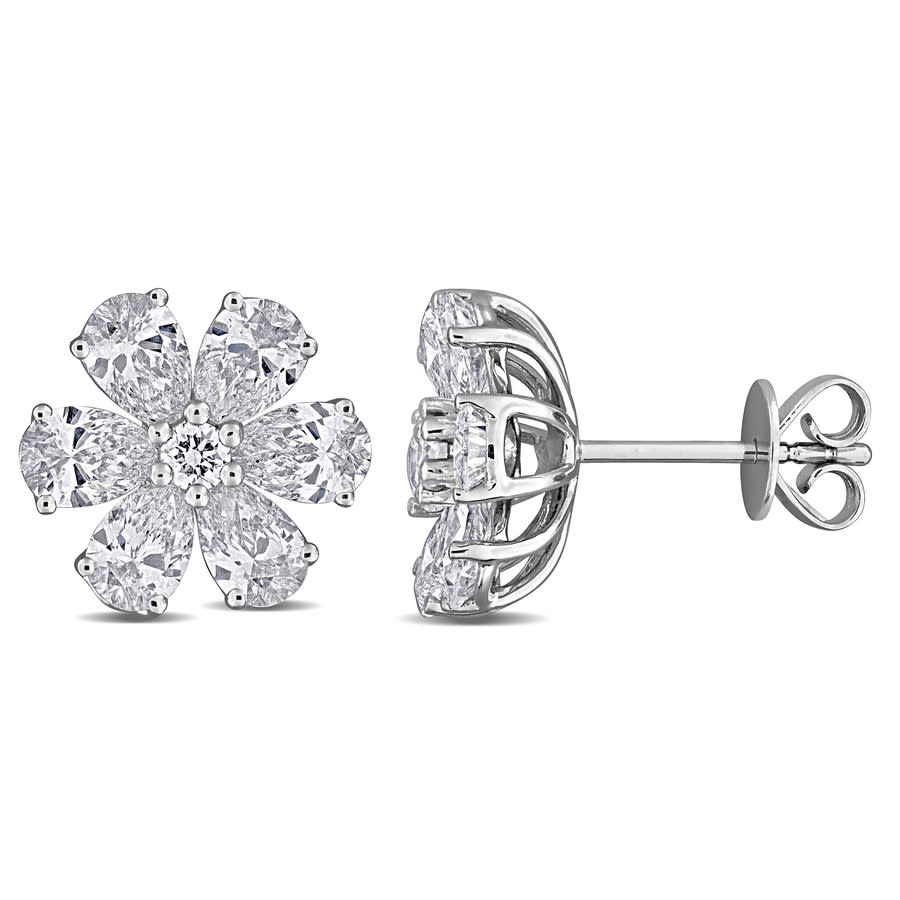 Created Forever 3ct TW Lab-Grown Diamond Flower Stud Earrings in 14k White Gold 1675$