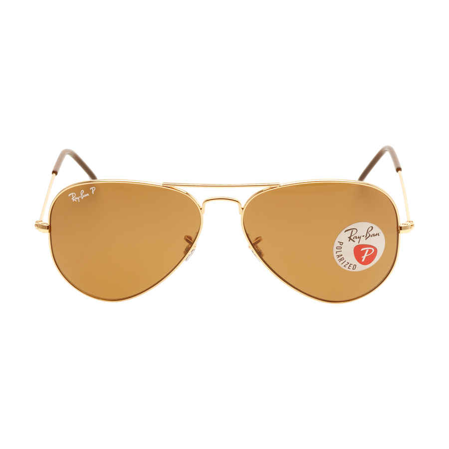 Ray-Ban Unisex Sunglass Aviator Classic - Frame color: Arista Gold, Lens color: Brown Polarized
