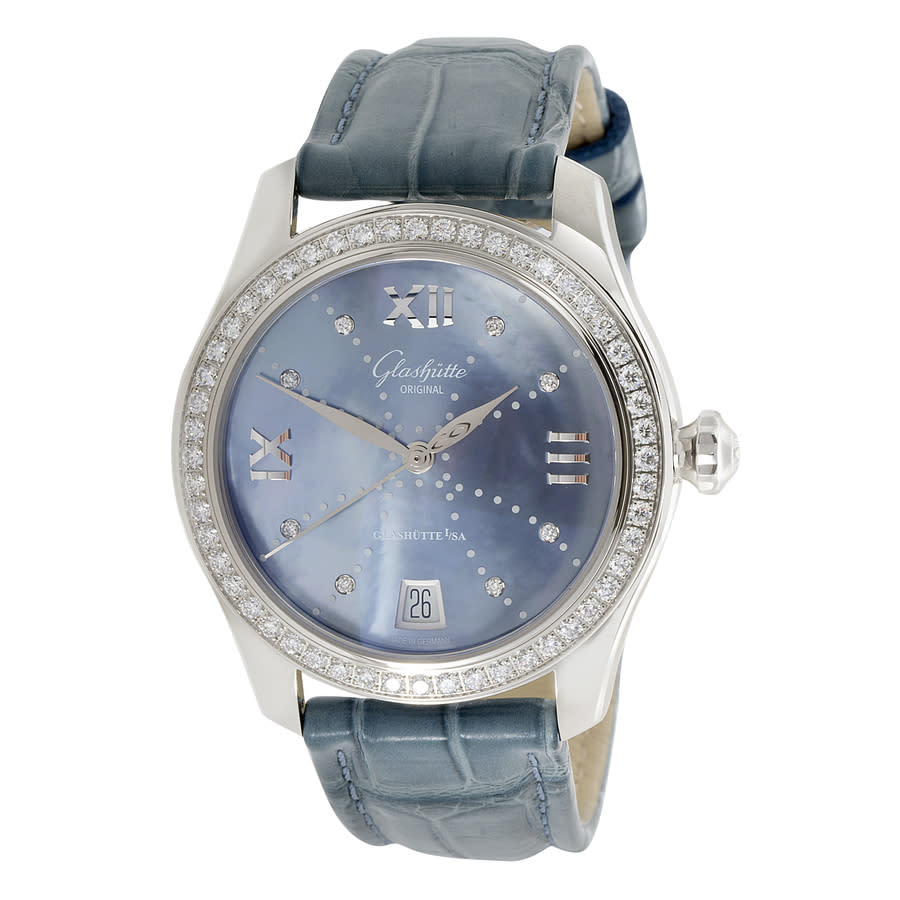 Glashutte Lady Serenade Automatic Diamond Blue Dial Ladies Watch 1-39-22-11-22-44 6850$