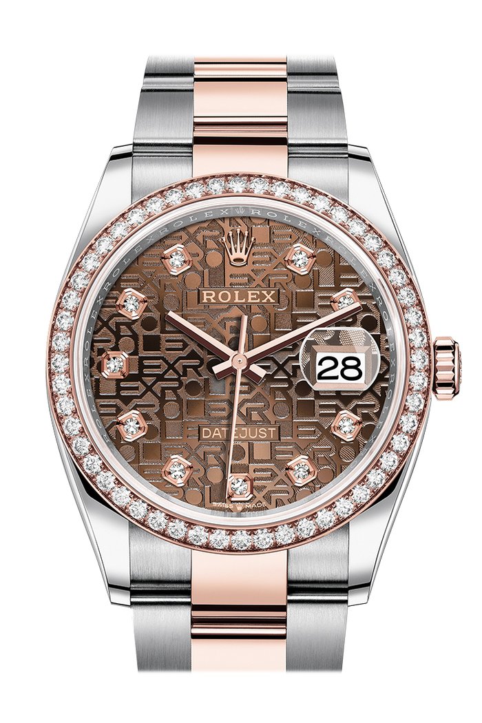 Rolex Datejust 36 Chocolate Jubilee Diamond Dial Mens Steel and 18k Everose Gold Oyster Watch 126281CHJDO
