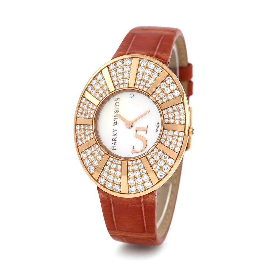 Pre-owned Harry Winston Winston Talk To Me Quartz Diamond White Dial Ladies Watch 811/LQR