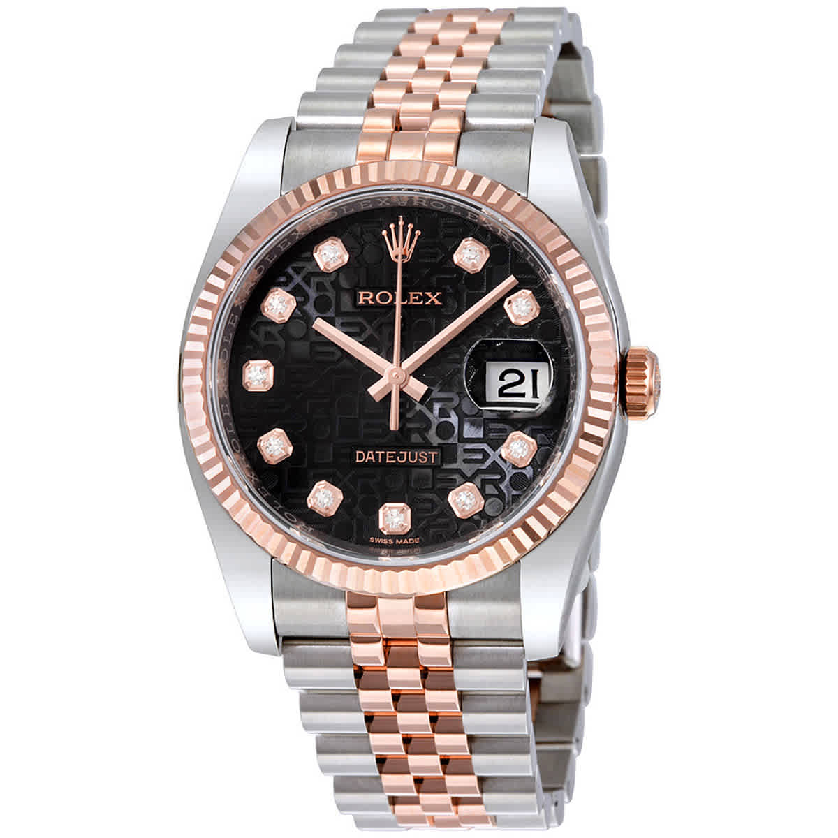 Rolex Datejust 36 Black Dial Stainless Steel and 18K Everose Gold Jubilee Bracelet Automatic Mens Watch 116231BKJDJ