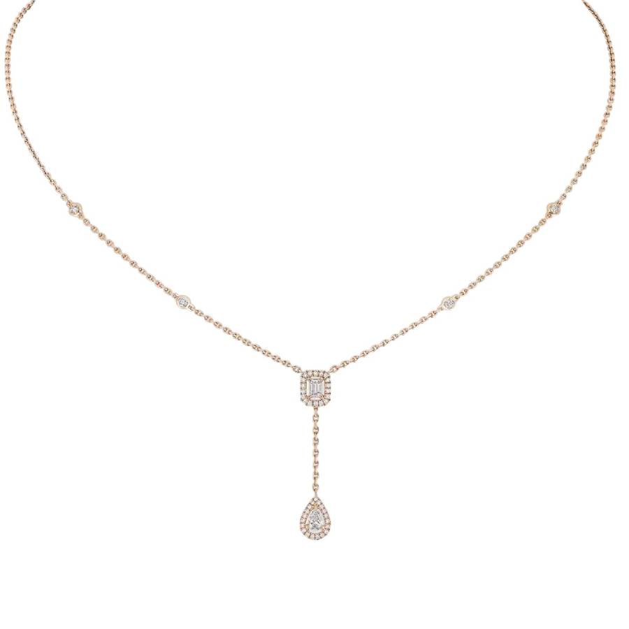 Messika My Twin 18k Rose Gold Tie Diamond Necklace 2698$