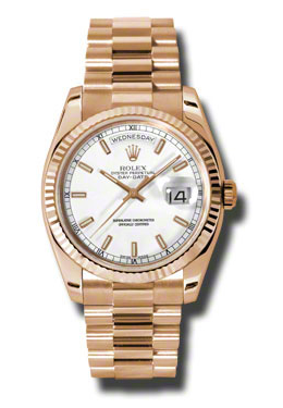 Rolex DayDate White Dial 18K Everose Gold President Automatic Mens Watch 118235WSP