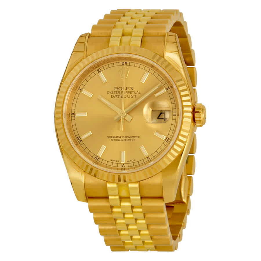 Rolex Oyster Perpetual Datejust 36 Champagne Dial 18K Yellow Gold Automatic Mens Watch 116238CSJ