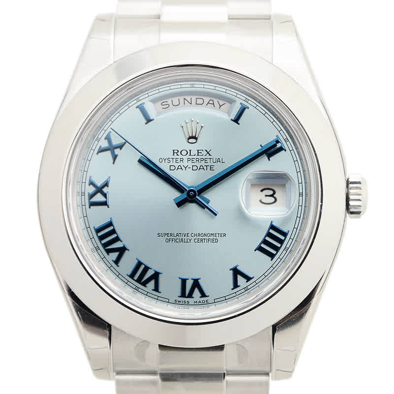 Rolex DayDate II Ice Blue Dial Platinum President Automatic Mens Watch 218206IBLRP